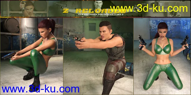 Z Reloaded Gun and Poses for Genesis 3 and 8模型的图片11