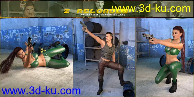 Z Reloaded Gun and Poses for Genesis 3 and 8模型的图片12