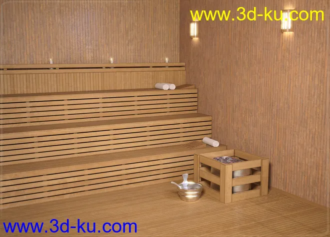 Z Sauna Room and Poses for Genesis 3 & 8模型的图片3