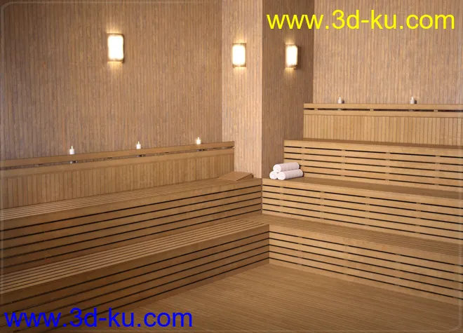 Z Sauna Room and Poses for Genesis 3 & 8模型的图片4