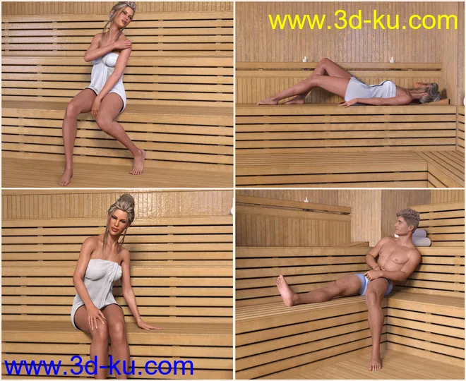 Z Sauna Room and Poses for Genesis 3 & 8模型的图片11
