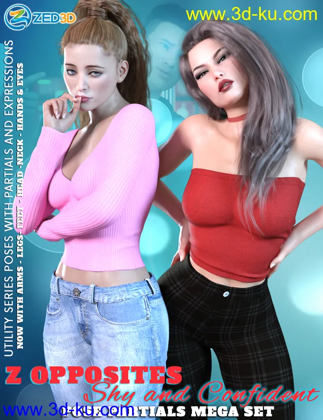 Z Shy and Confident Pose Partials Mega Set for Genesis 3 and Genesis 8模型的图片1