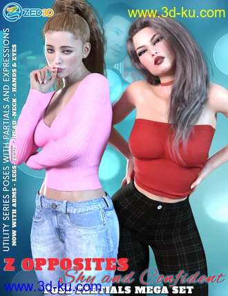 3D打印模型Z Shy and Confident Pose Partials Mega Set for Genesis 3 and Genesis 8的图片