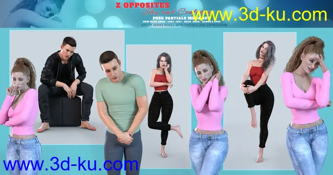 Z Shy and Confident Pose Partials Mega Set for Genesis 3 and Genesis 8模型的图片5
