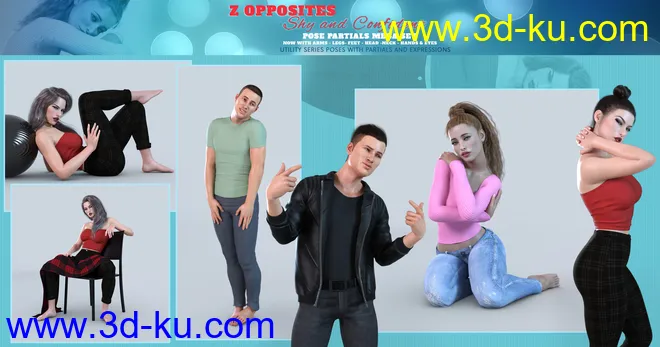 Z Shy and Confident Pose Partials Mega Set for Genesis 3 and Genesis 8模型的图片7