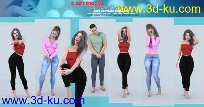 Z Shy and Confident Pose Partials Mega Set for Genesis 3 and Genesis 8模型的图片9