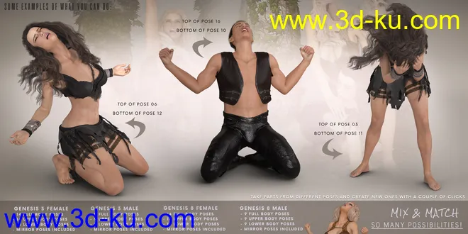 Z Utility Series - Defeat and Victory - Poses with Partials for Genesis 3 and 8模型的图片3