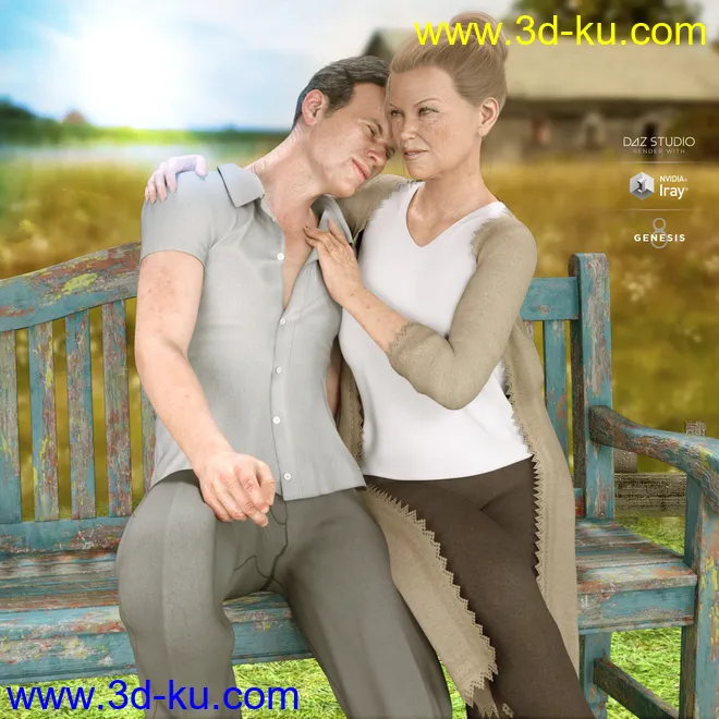 Z Warm Embrace Couple Poses for Genesis 3 and 8模型的图片2