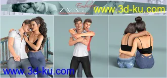 3D打印模型Z Warm Embrace Couple Poses for Genesis 3 and 8的图片