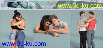 3D打印模型Z Warm Embrace Couple Poses for Genesis 3 and 8的图片