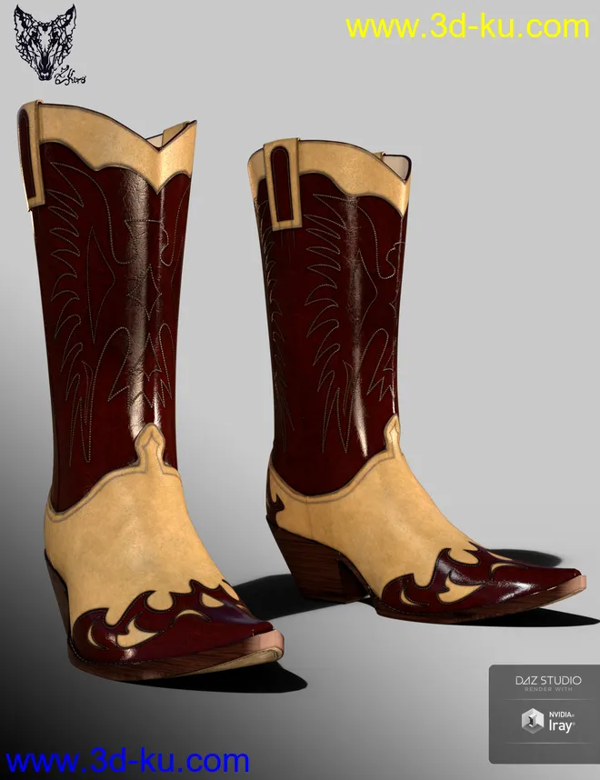 ZK Country Boots for Genesis 3 and 8 Female(s)模型的图片1