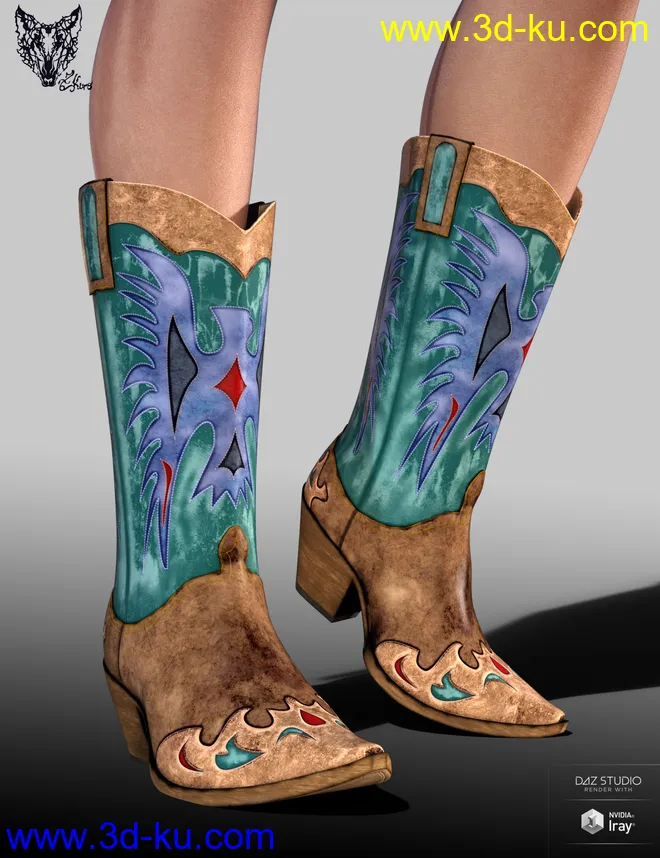ZK Country Boots for Genesis 3 and 8 Female(s)模型的图片2