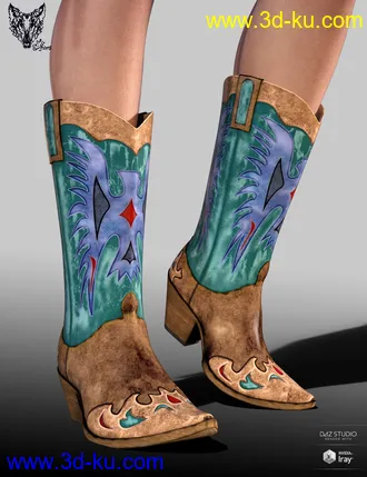 3D打印模型ZK Country Boots for Genesis 3 and 8 Female(s)的图片