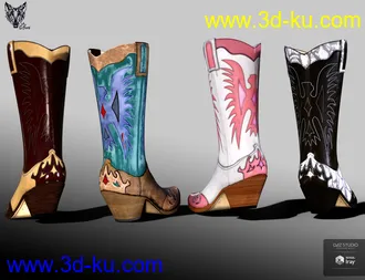 3D打印模型ZK Country Boots for Genesis 3 and 8 Female(s)的图片