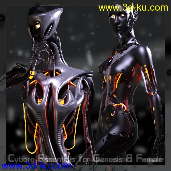CyBody - Cyborg Internal Structure and Materials for Genesis 8 Female模型的图片1