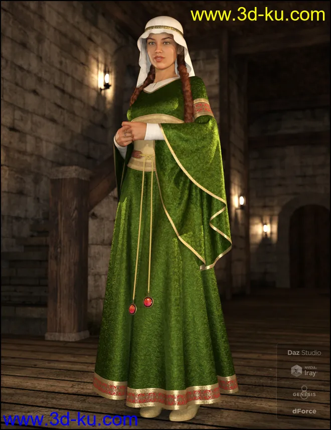 dForce Bliaut for Genesis 8 Female(s)模型的图片1