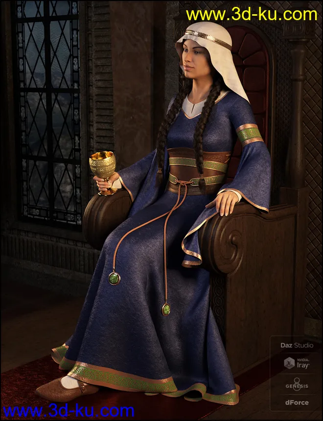 dForce Bliaut for Genesis 8 Female(s)模型的图片2