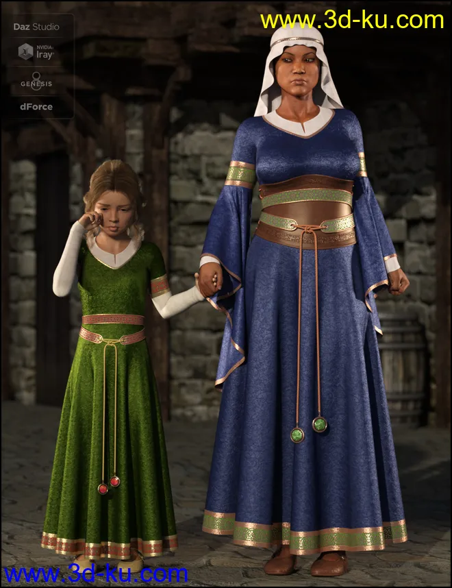 dForce Bliaut for Genesis 8 Female(s)模型的图片4