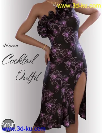 3D打印模型dForce Evening Cocktail Dress Outfit for Genesis 8 Female(s)的图片