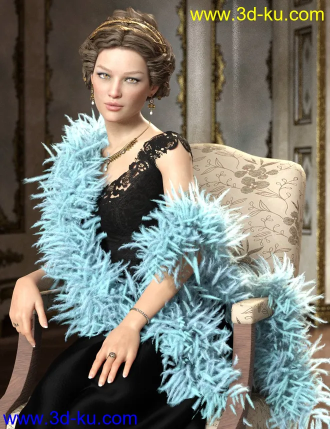 dForce Fur and Feather Boas for Genesis 8 Female(s)模型的图片5