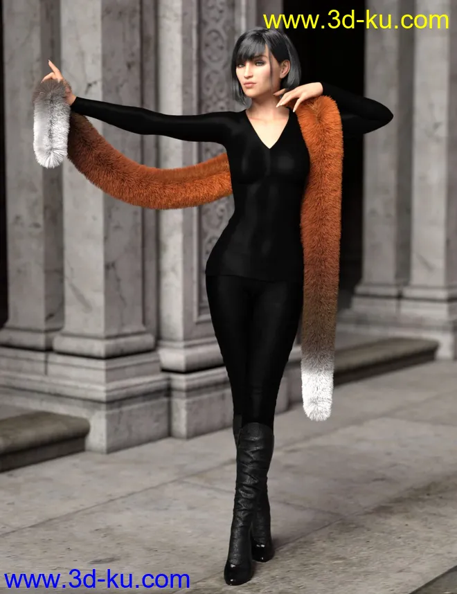 dForce Fur and Feather Boas for Genesis 8 Female(s)模型的图片6