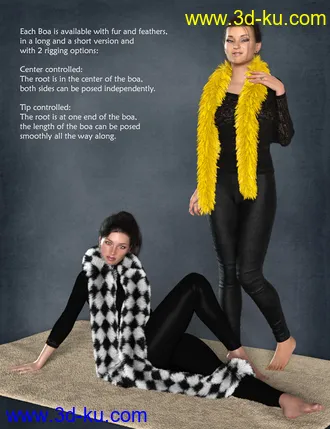 3D打印模型dForce Fur and Feather Boas for Genesis 8 Female(s)的图片