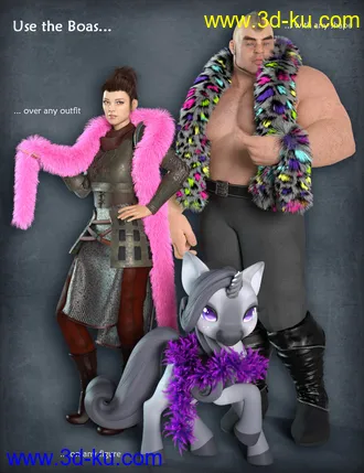 3D打印模型dForce Fur and Feather Boas for Genesis 8 Female(s)的图片
