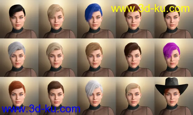 dForce Low Bang Hair for Genesis 8模型的图片5