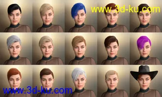 3D打印模型dForce Low Bang Hair for Genesis 8的图片