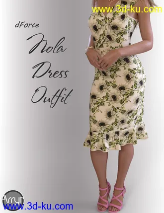 3D打印模型dForce Nola Cocktail Dress outfit for Genesis 8 Female(s)的图片