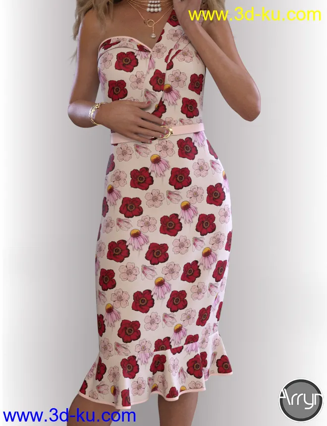 dForce Nola Cocktail Dress outfit for Genesis 8 Female(s)模型的图片7