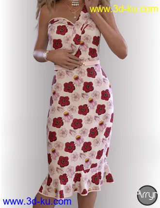 3D打印模型dForce Nola Cocktail Dress outfit for Genesis 8 Female(s)的图片