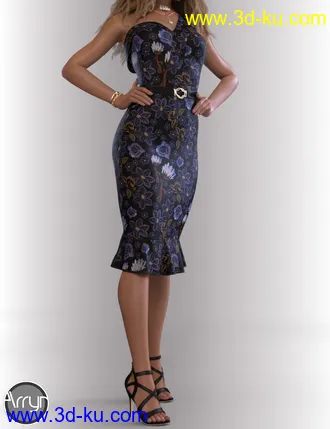 3D打印模型dForce Nola Cocktail Dress outfit for Genesis 8 Female(s)的图片