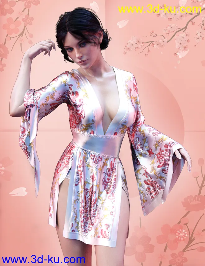 dForce XF Sexy Kimono 02 for Genesis 8 Female(s)模型的图片2