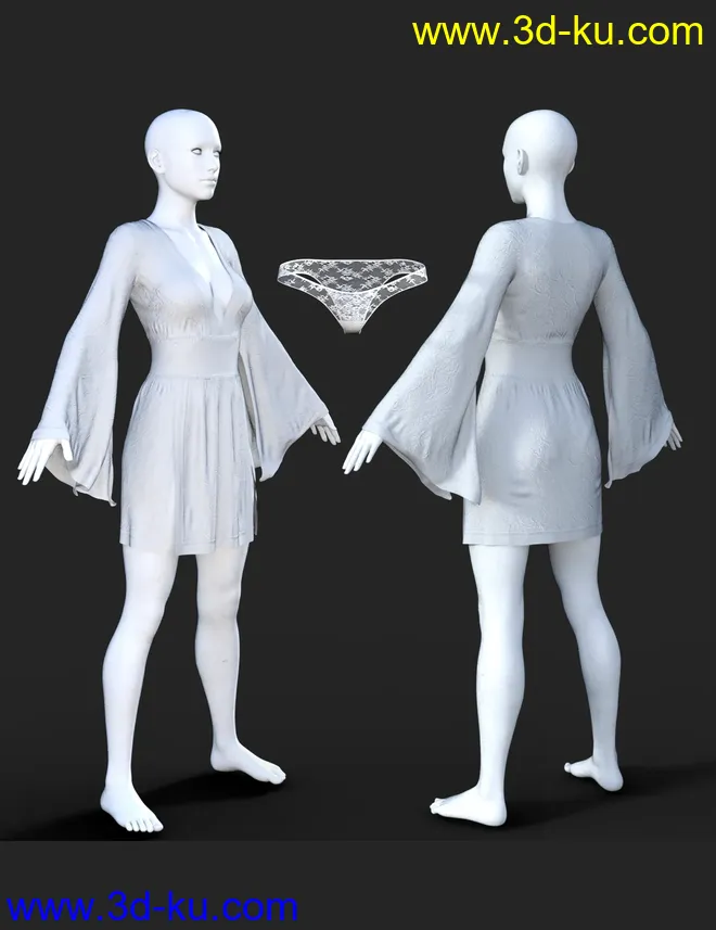 dForce XF Sexy Kimono 02 for Genesis 8 Female(s)模型的图片5