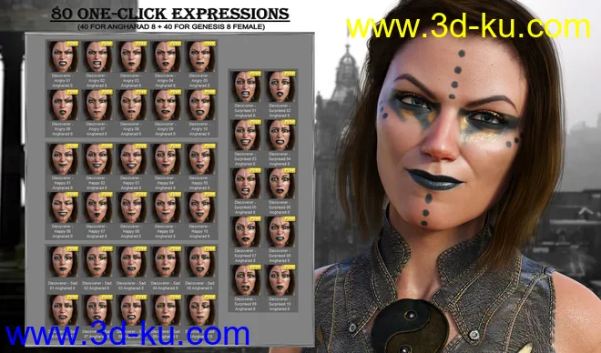 Discoverer - Expressions for Genesis 8 Female and Angharad 8模型的图片6