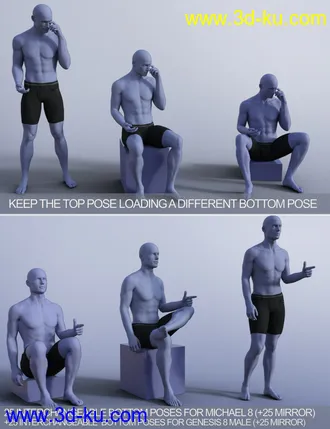 3D打印模型Easier Pose Creation for Genesis 8 Male and Michael 8的图片