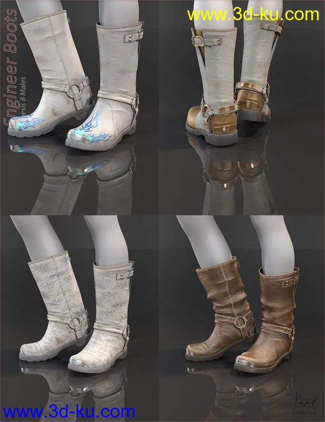 Engineer Boots for Genesis 8 Male(s)模型的图片10