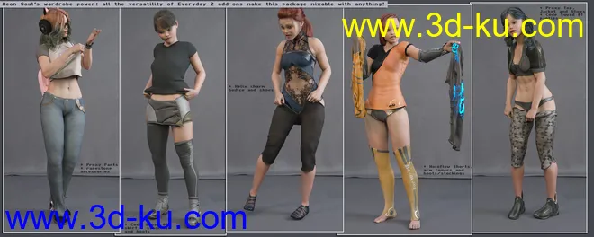 Everyday 2 Get Dressed Poses and Clothes for Genesis 8 Female(s)模型的图片10