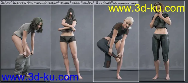 Everyday 2 Undress Poses and Clothes for Genesis 8 Female(s)模型的图片7