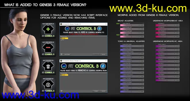 Fit Control Add-On for Genesis 3 & 8 Female (v1.2)模型的图片2