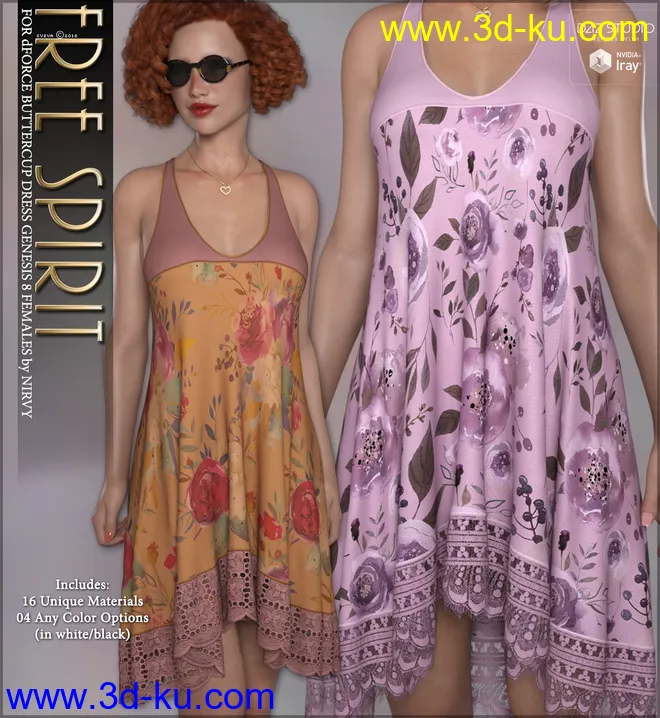 Free Spirit for dForce Buttercup Dress模型的图片1