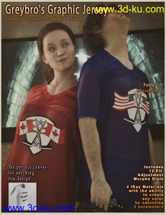 3D打印模型Greybro's Graphic Jersey for Genesis 8 Female的图片