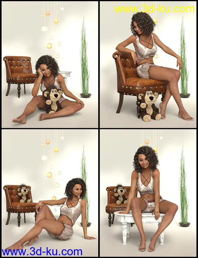 IGD Just Sit Poses for Genesis 8 Female模型的图片4