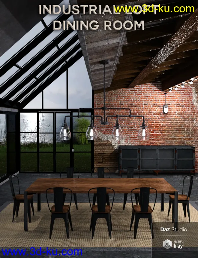 Industrial Loft Dining Room模型的图片1