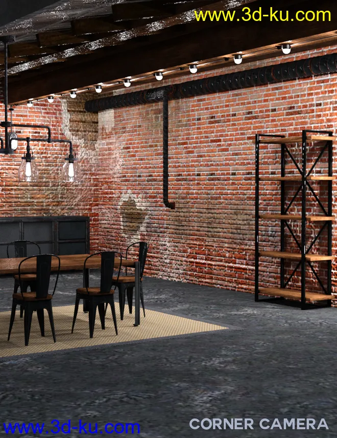 Industrial Loft Dining Room模型的图片3