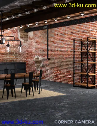 3D打印模型Industrial Loft Dining Room的图片