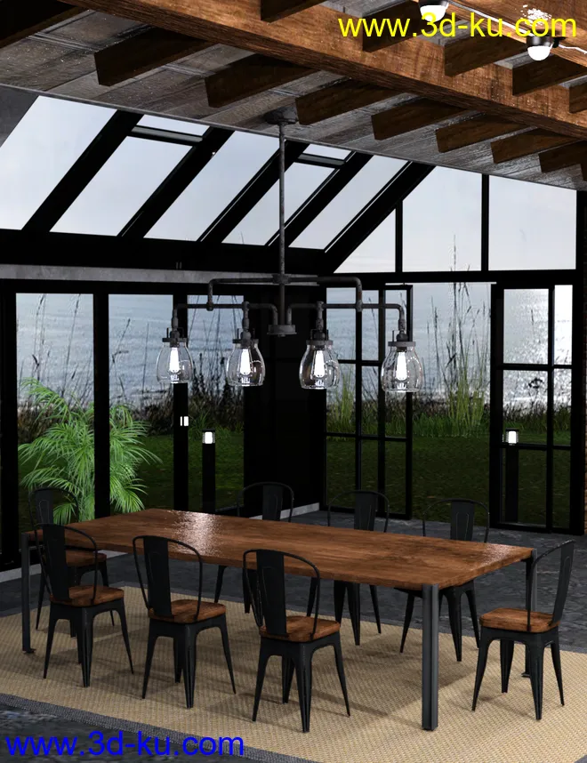 Industrial Loft Dining Room模型的图片4