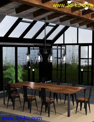 3D打印模型Industrial Loft Dining Room的图片