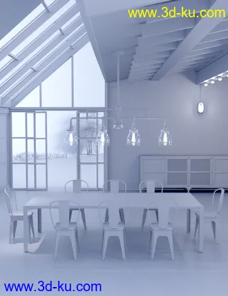3D打印模型Industrial Loft Dining Room的图片